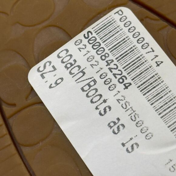 Coach Sherpa Lined Logo Winter Ankle Boots Womens Size 9 Brown Suede Round Toe - Picture 7 of 8